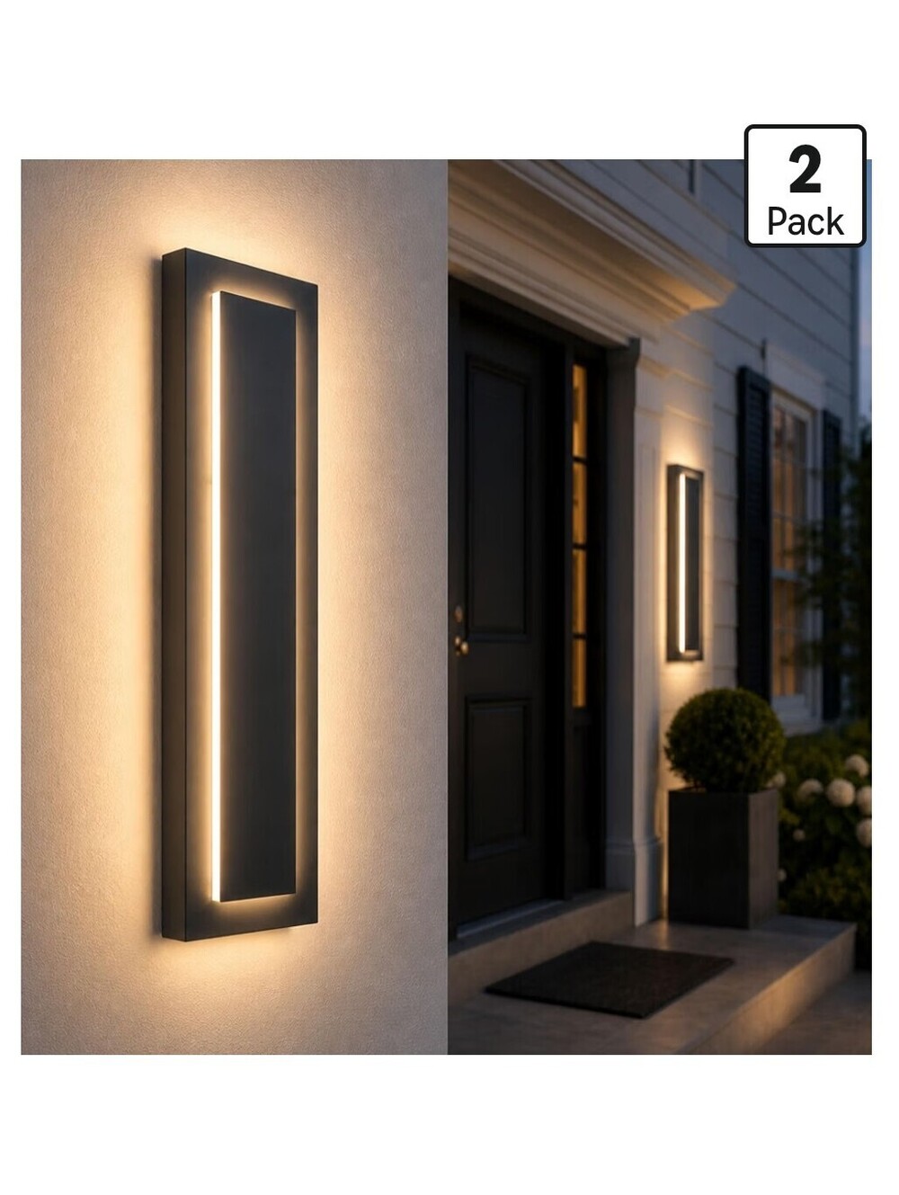 12" Modern Outdoor Wall Light, Dimmable LED Sconce, 3000K-6000K, IP65 Waterproof